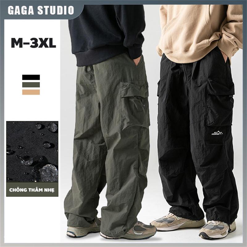 Quần dù túi hộp nam phong cách hàn quốc không thấm nước quần vải dù ống rộng màu trơn unisex