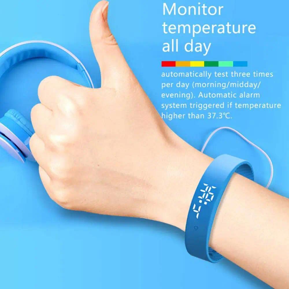LED Digital Smart Bracelet Waterproof Smart Clock Smartband With Body Temperature Monitor Smart Band Vibration Alarm Reminder - Image 4