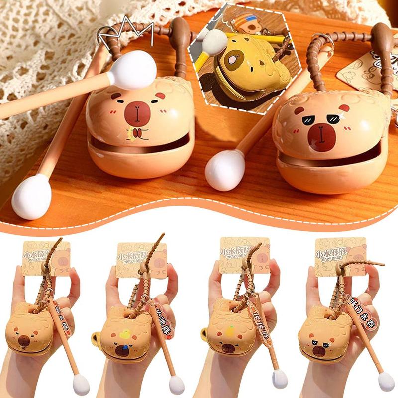 Capybara Wooden Fish Knocking Decompression Artifact Desktop Ornaments Decorative Capybara Toy Pendant Buddhist Doll Stationery 1