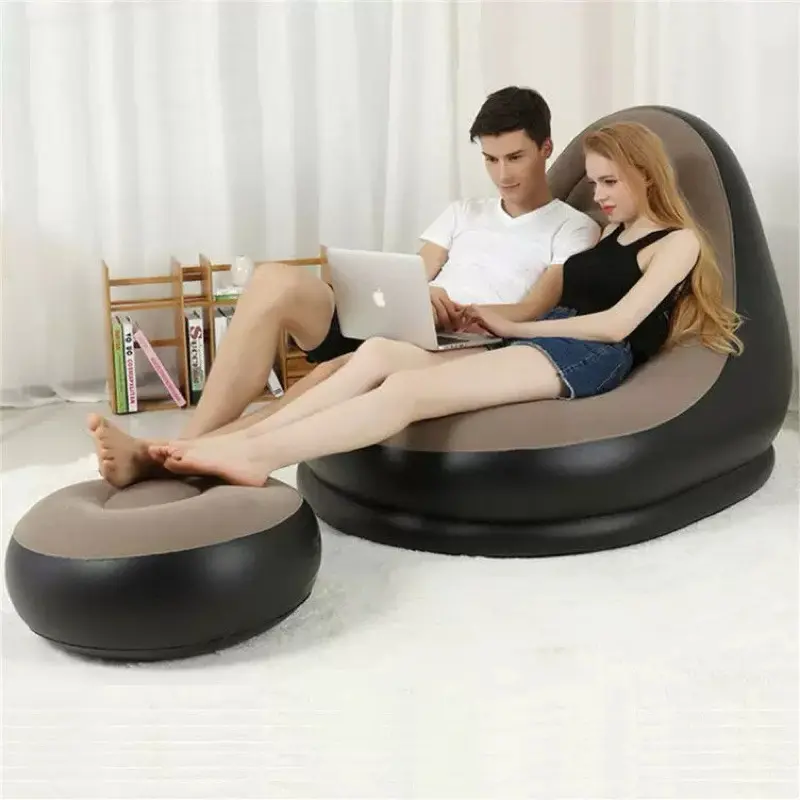 GHẾ HƠI TỰA LỰNG BỌC NHUNG GỒM GHẾ VÀ ĐÔN ĐỂ CHÂN TẶNG KÈM BƠM ĐIỆN 1