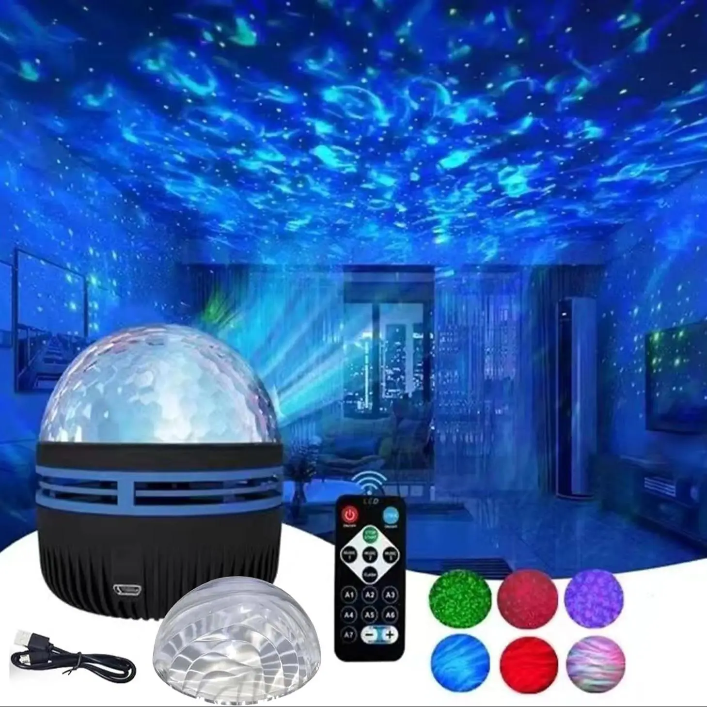 Starry Projector Light with Remote Control, USB Powered Remote Control Starry Projector Lamp, Novelty Lighting for Gaming Room Bedroom Ceiling Party