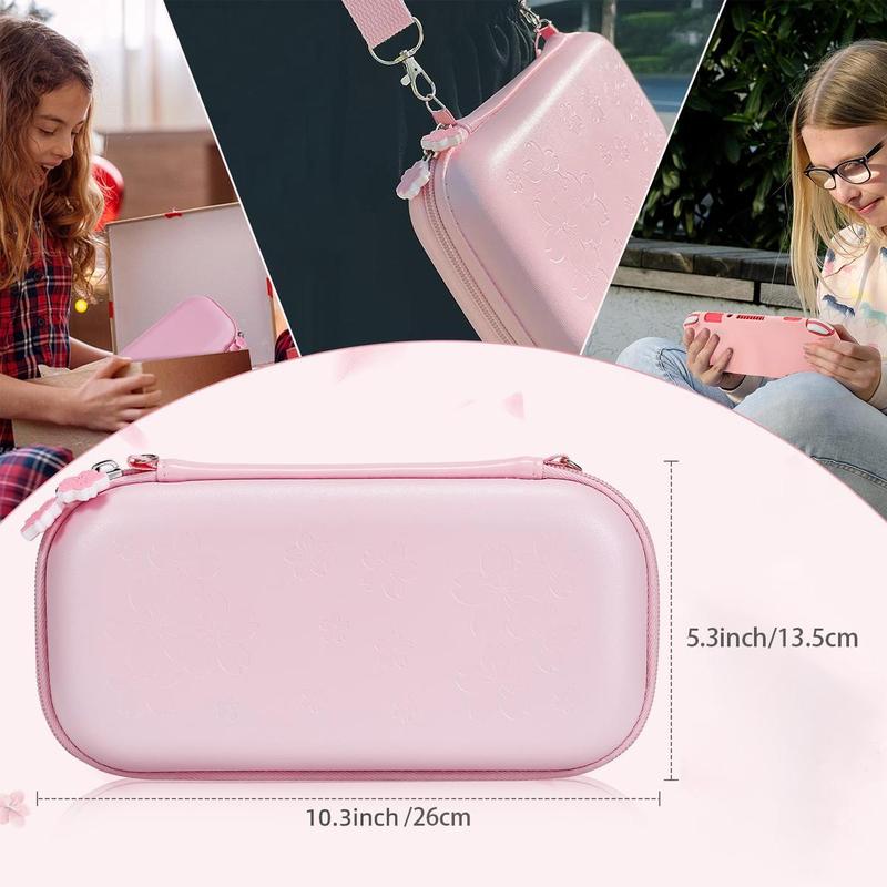 Cute Travel Carrying Case for Switch, 1 Set 10 in 1 Game Console Protective Case with Game Console Stand & Thumb Grip Caps, Console Accessories Kit 1