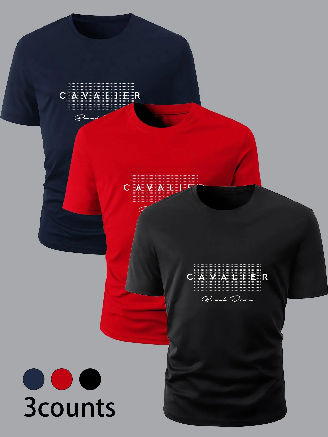 【Plus Size】Men's Letter Print Round Neck Tee, Regular Fit Casual Short Sleeve Crew Neck T-shirt for Summer, Men's Plus Size Top for Daily Wear