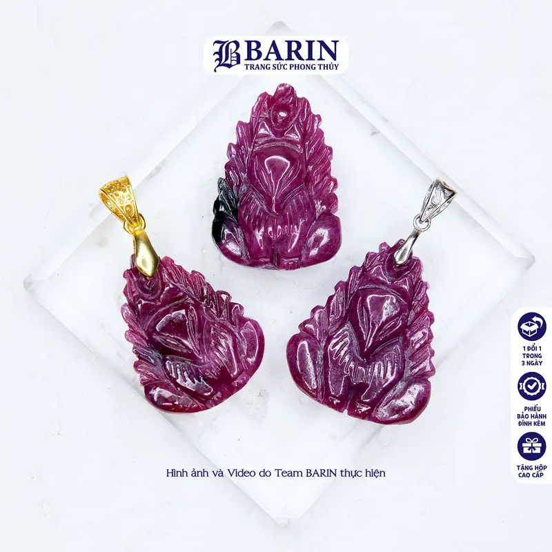 Mặt dây chuyền hình hồ ly chúa 9 đuôi màu tím nước bóng đẹp hợp tất cả mệnh BARIN 0