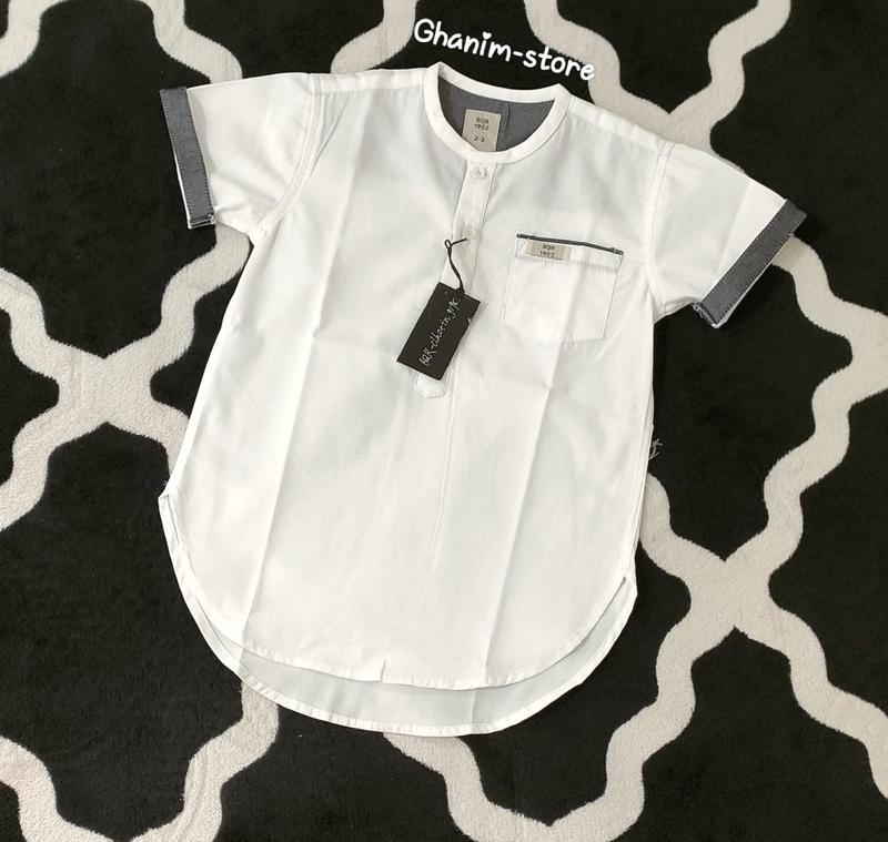 COD!! KOKO KURTA PAKISTAN ANAK LENGAN PENDEK POLOS Muslim Putih Katun 1