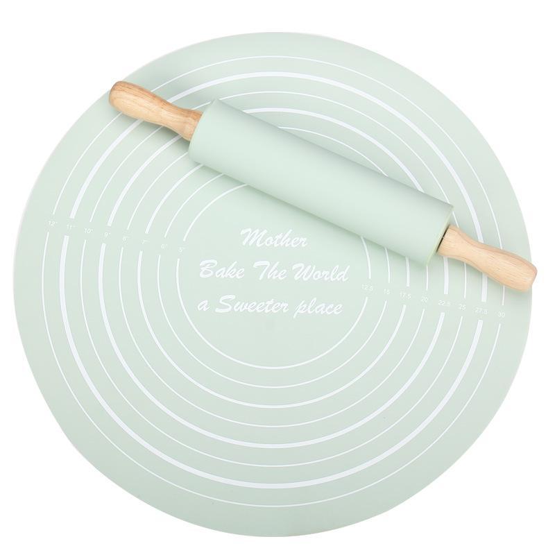 Silicone Rolling Pin & Baking Measuring Mat, 2 Counts Non-stick Pastry Mat with Dough Roller, Baking Tool for Home, Household Kitchen Products 4