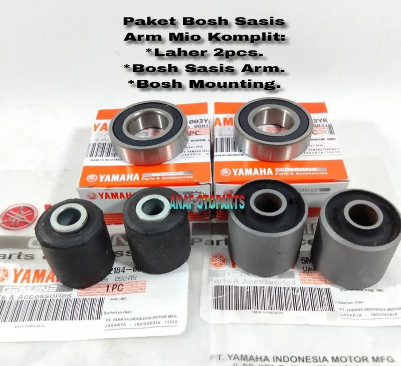 Product Introduction of Paket 3 Item Bosh Sasis Arm Mio + Bosh Karet Mounting + Laher Arm 6003 Mio Sporty/Mio Smile/Mio Soul/Nouvo/Xeon. Motor Motorcycle 1