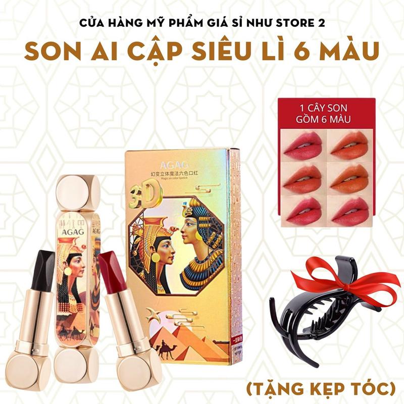(Tặng Kẹp Tóc) SON AI CẬP 6 MÀU AGAG Son Nữ Hoàng Son Lì Son Môi