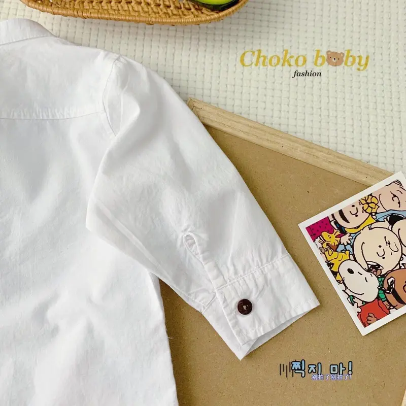 Áo Chokobaby sơ mi trắng cổ trụ tay dài(9-23kg) 6