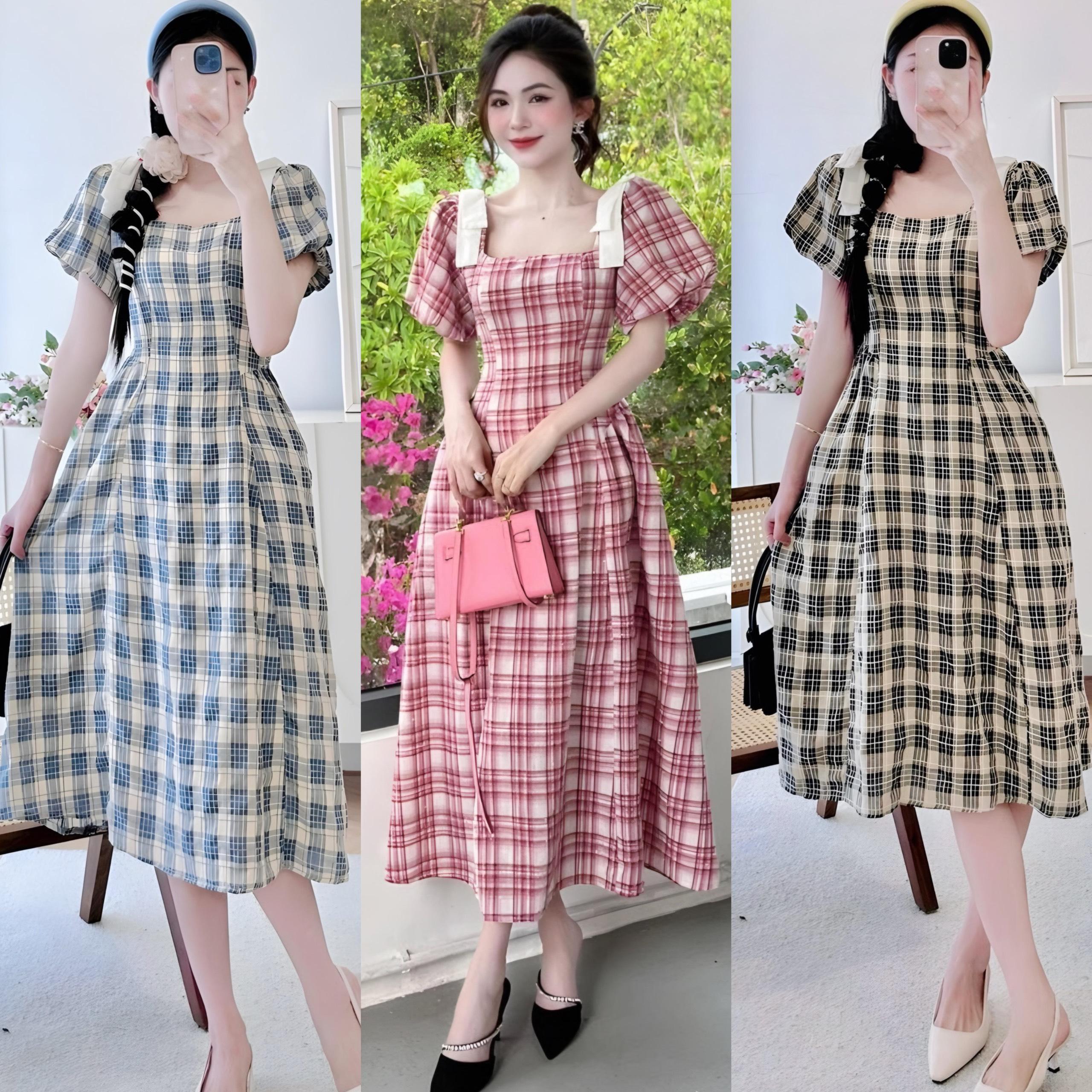 Đầm Caro Cotton (2 Lớp) Size 40 - 95Kg Có Bigsize Thời Trang Nữ Béo Xinh Shop - A.1348