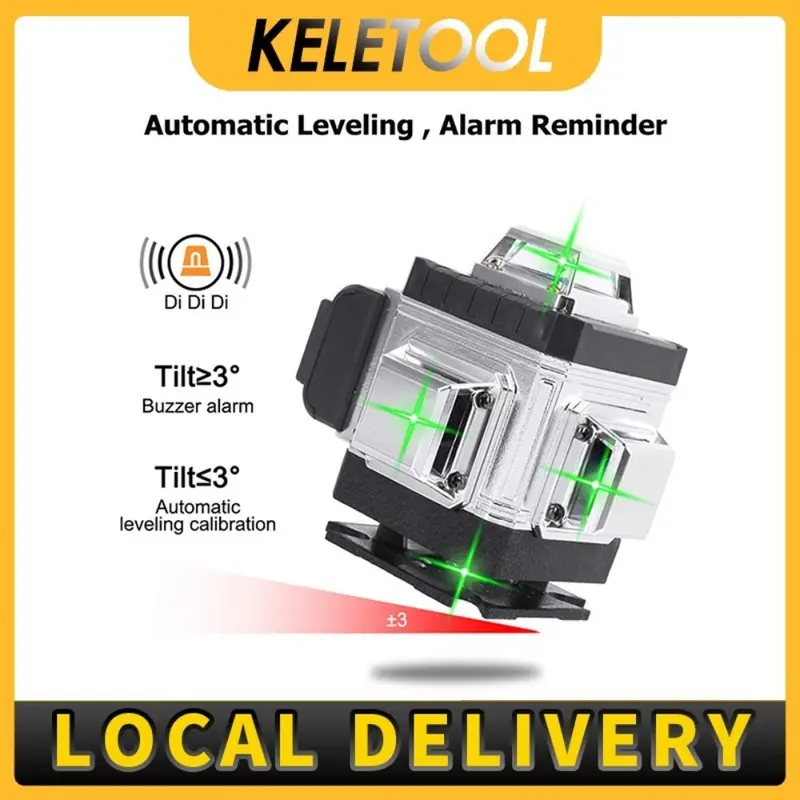 laser level 16 line 4d laser bangunan laser waterpass meteran laser digital Mesin Self laser leveling multifungsi laser tukang bangunan keramik Sinar Hijau dengan Remote Tripod Panjang Alat pembuat garis laser 2