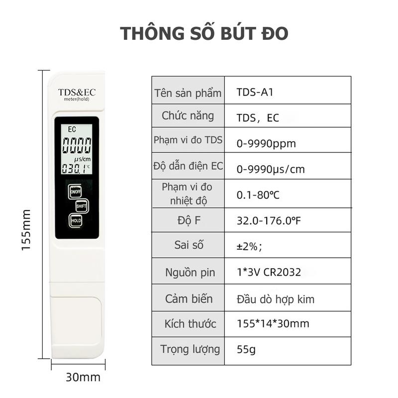 Bút Đo TDS EC Kiểm tra chất lượng nước, Độ chính xác cao, Dễ dàng sử dụng và bảo quản - Avtrend store 3