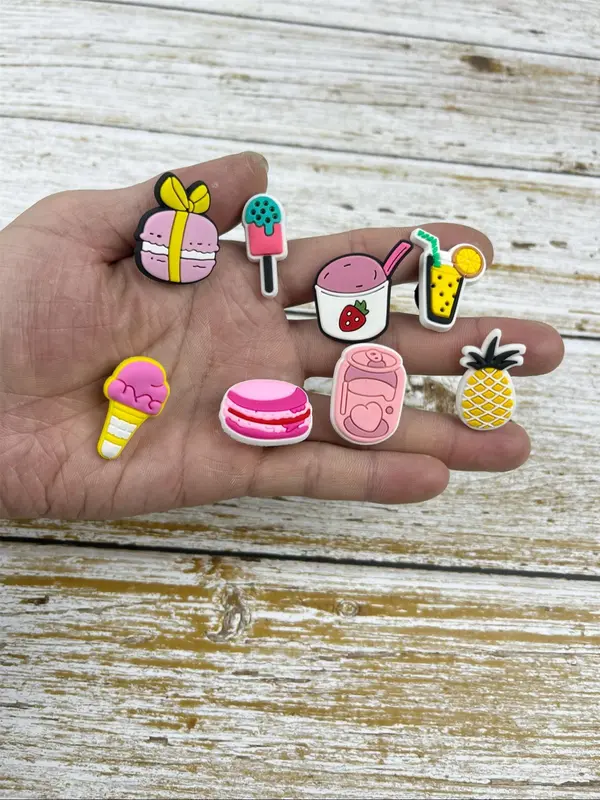 Cute Ice Cream Design Shoe Charm, Fashionable Shoes Decorations for Women & Girls, Shoes Accessories for Beach Vacation Birthday Holiday Gift 5