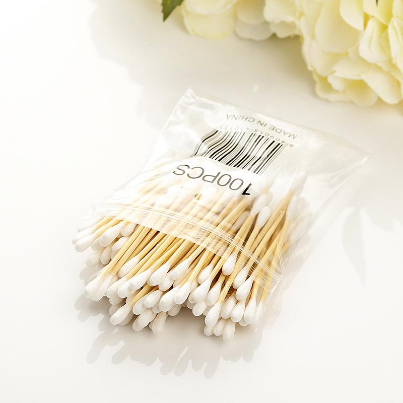 Tăm Bông Ngoáy Tai Gói 100 PCS Bằng Gỗ Tre Chắc Chắn Tiện Lợi Tăm Bông Tre Thân Thiên Môi Trường 3
