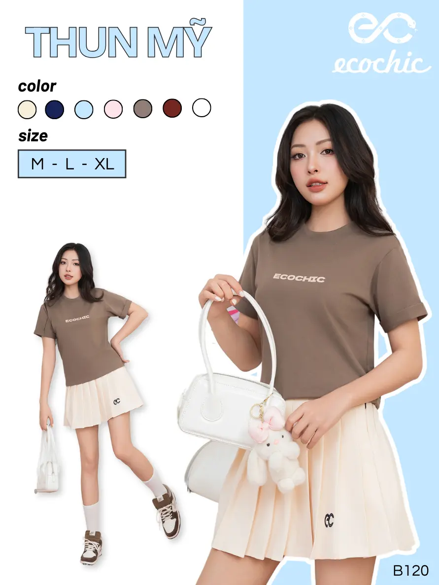 ECOCHIC - ÁO PHÔNG BABY TEE COTTON MỸ BASIC B120