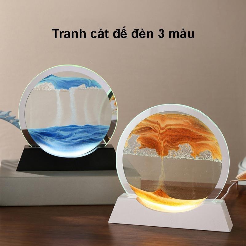 Tranh cát có đèn mẫu mới, tranh cát chảy chuyển động 3D Decor trang trí phòng khách, làm đèn ngủ, quà tặng Trang Trí Nhà Cửa