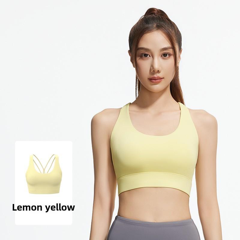 Alo Yoga New Style Back Cross Sports Bra Solid Color Halter Shockproof Gathering Fitness Yoga Underwear 6