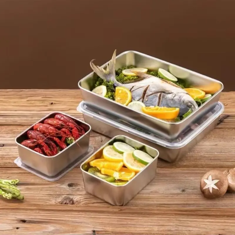 Combo 10 hộp inox  đựng thực phẩm 4 hộp to (25*20*5cm) 4 hộp nhỏ (13*10*5cm) +2hộp tròn 11 *5cm) 2