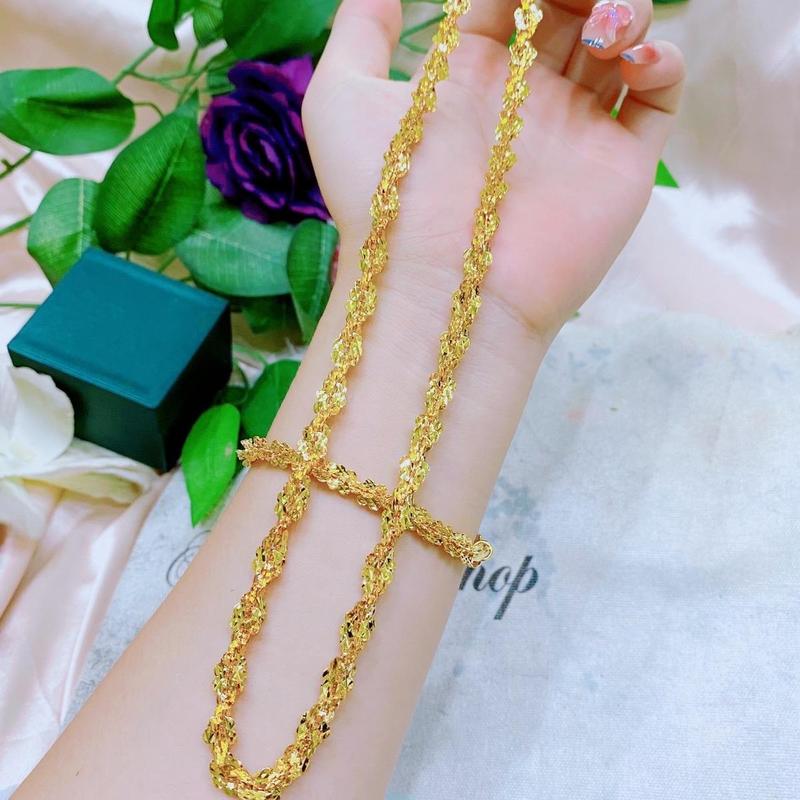 Sét dây chuyền và lắc tay xoắn 4d cao cấp Voi Nhẫn Hồ Lô 1