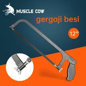 MUSCLE COW Gergaji Besi 12" Hacksaw dengan Rangka Kuat dan Pegangan Ergonomis untuk Memotong Logam dan Pipa