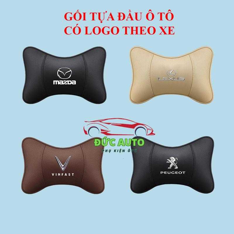 Gối Tựa Đầu Ô Tô Da, Gối Tựa Đầu Gắn Ghế Ngồi Ô Tô Có Logo Theo Hãng Xe Vinfast/Toyota/Mazda/Honda/Huyndai/Nissan/Mitsub