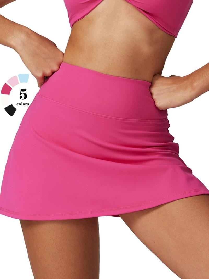 Product Introduction of Women's Solid Color High Waist Sports Skort, Breathable Comfortable Tennis Skort, Ladies Sportswear for Golf Training 4
