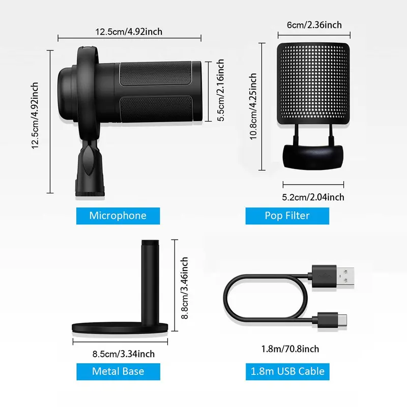 Multifunctional Wired Microphone, Real Time Monitor Live Broadcast & Video Recording Microphone, Desktop Microphone For Multiple Scenes, Stocking Fillers Gift 1