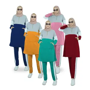 RAFIKA SET Setelan Training Olahraga Senam Wanita Muslimah Babyterry Lengan Panjang Size L-3XL / 33770 Baju Celana Kaos