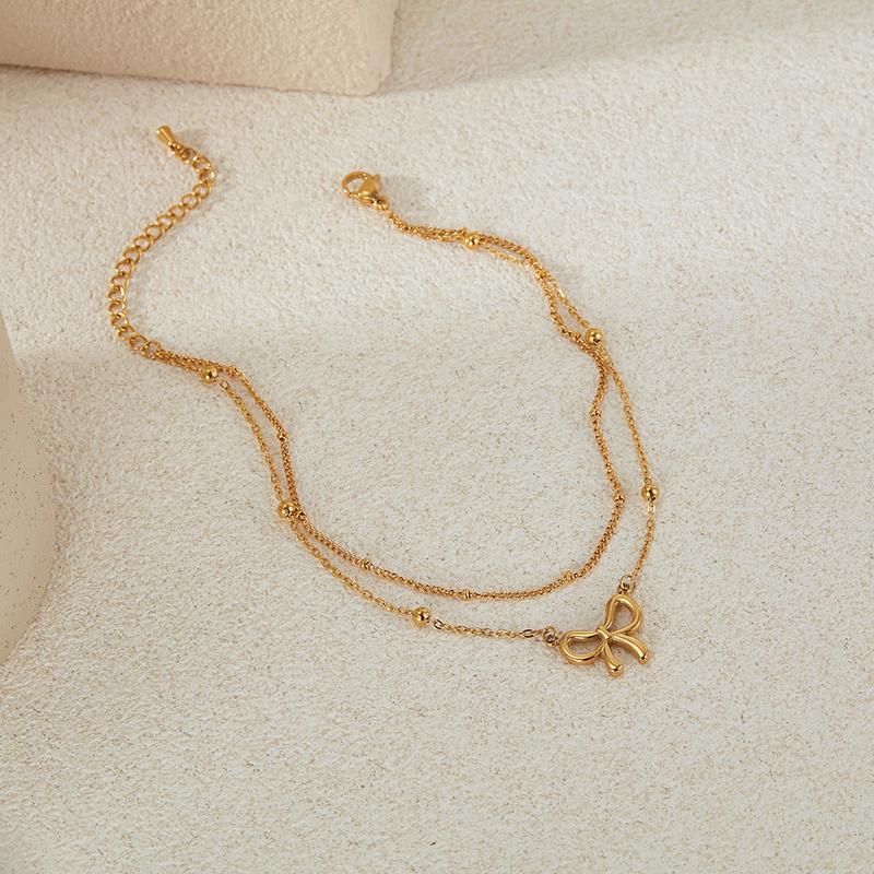 Product Introduction of Stainless Steel Anklet for Women with Bowknot, Unique and Versatile Beach Accessory for Various Occasions anklet 8
