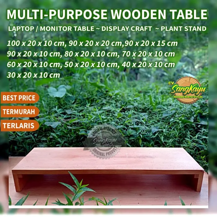 Meja monitor table kayu 90x20 cm stand monitor komputer meja laptop - 30 x 20 x 10 cm, KAYU MAHONI Furniture