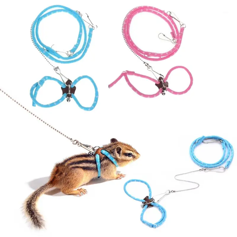 Dây Thừng Nylon Có Thể Điều Chỉnh Thích Hợp Cho Chuột, Sóc, Chinchilla, Gerbil, Có Chuông, Đồ Dùng Thú Cưng Đi Dạo, Áo Vest Chuột, Dây Xích Hamster, Đáng Yêu 0