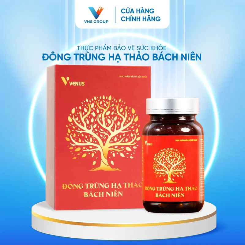 Thực phẩm hỗ trợ bảo vệ sức khỏe Đông trùng hạ thảo bách niên (Hộp 01 lọ 60v) 0