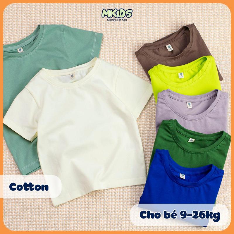  Áo thun trơn cho bé nhiều màu lựa chọn chất thun cotton mát mịn thấm hút cho bé mặc hè mát mẻ đi học đi chơi 