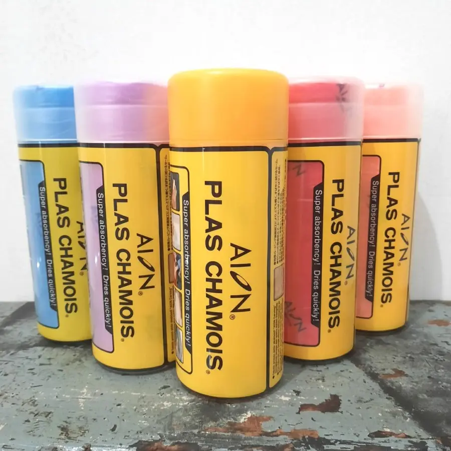 Lap Aion Plas Chamois Original Warna Multifungsi Daya Serap Tinggi - Biru, Ungu, Orange, Kuning, Merah - Cleaning, Plastik