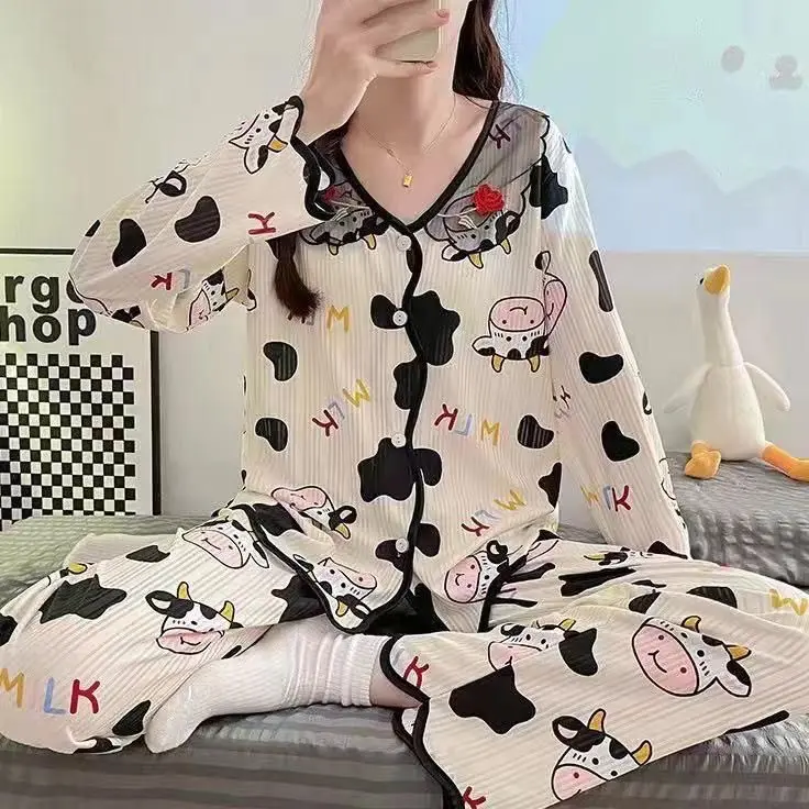 Setelan Piyama Import Kerah Bunga