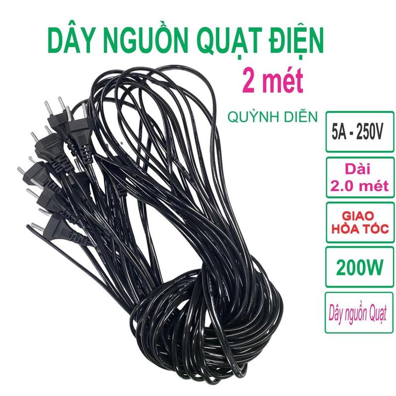 Combo 10 sợi Dây nguồn tròn quạt điện 2 mét - linh kiện điện tử QUỲNH DIỄN