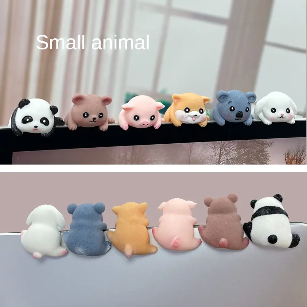 1pc Creative Cute Happy Zoo Computer TV Monitor Lie-prone Resin Small Animal Decorations Ornaments Decor Phòng Trang Trí Tượng