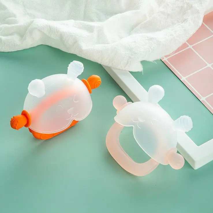 Gặm nướu slicon có quai cầm hình gấu cho bé không chứa BPA an toàn vệ sinh