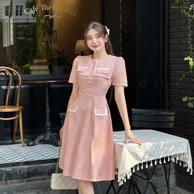 Đầm thiết kế BEMINE cổ tròn tùng xòe dáng suông phù hợp đi làm, đi chơi và đi tiệc dành cho Nữ MT8424 Women Voi 4