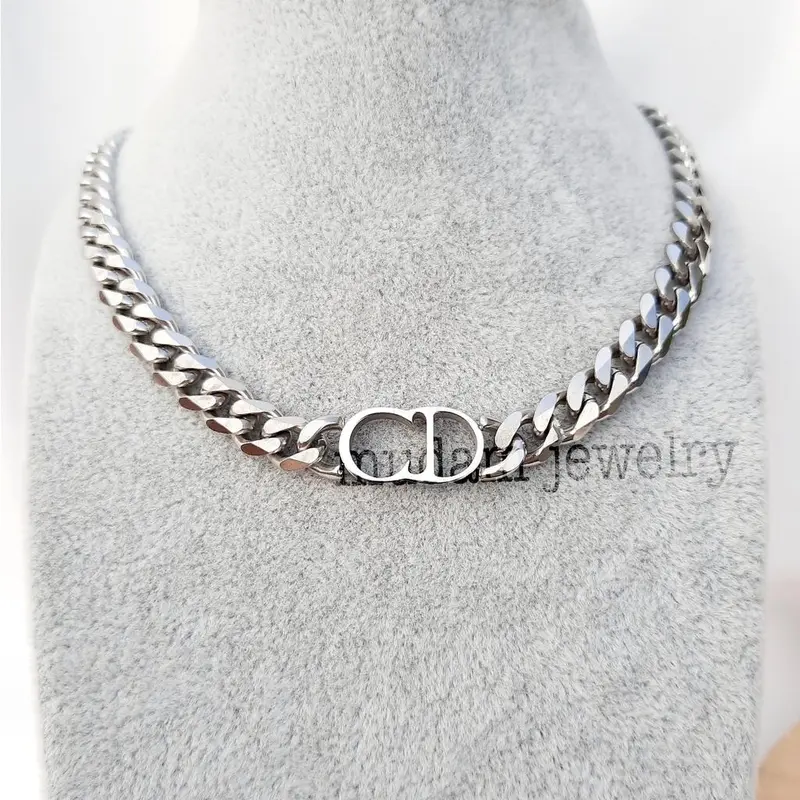 Kalung Rantai Titan Model CD Tersedia Warna Rose Gold, Gold dan Silver Anti karat Aksesoris Elegan Titanium Asesoris Wanita 7