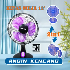 KIPAS ANGIN DINDING MEJA 2in1 YASAKA  12 INCH wall fan/elektronik/kipas angin tempel dinding/kipas angin Meja/kipas agin murah Hitam Listrik