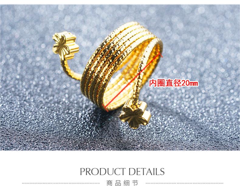 Product Introduction of European Coin Alluvial Gold 24K Gold Plated Spring Ring Imitation Gold Personality Lady Exaggerated Spring Women's Ring Factory Wholesale CHS Kaki Huy Hi Women U 0