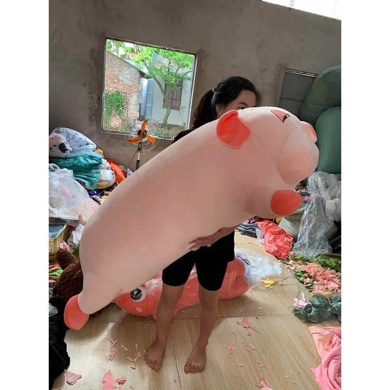 Gấu bông heo mắt hip size 1m1 , heo ngủ gật hồng nhạt Toy Thú Nhồi Bông Đồ Chơi Thú Bông Phát Nhạc híp