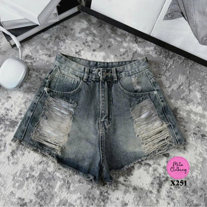 Quần shorts jean nữ nhiều màu rách tả tơi xả lai cá tính Mita Clothing X251 3