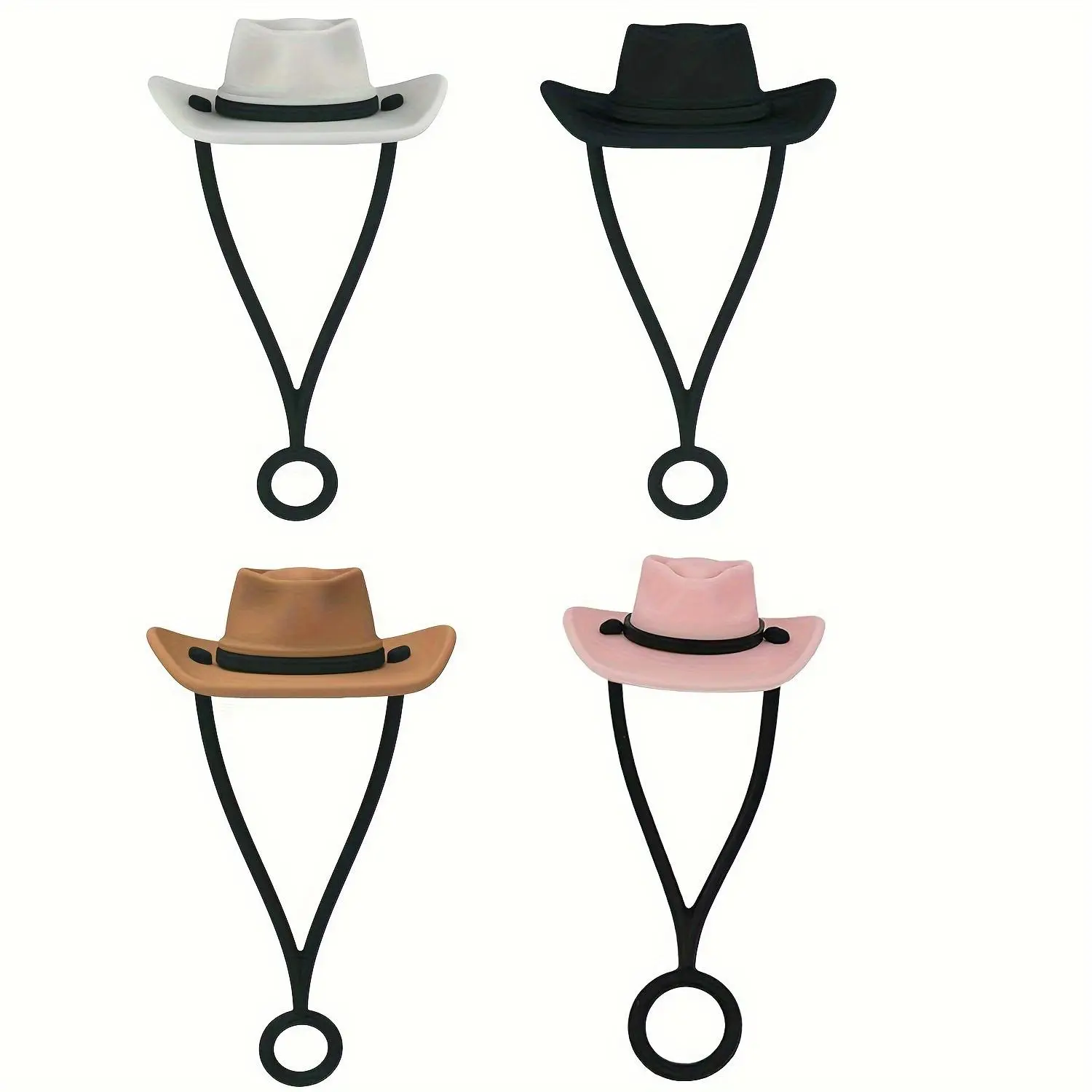 Silicone Cowboy Hat Shaped Straw Cover (4counts/set), Creative Straw Cover, Cup Straw Cover for 30 40 Oz Cup, Christmas Gift
