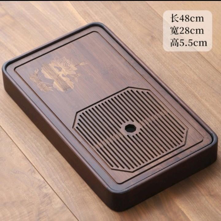 khay trà gỗ nguyên khối sai nhỏ 28x18x6 cm điêu khắc bông hồng trên mặt khay 3