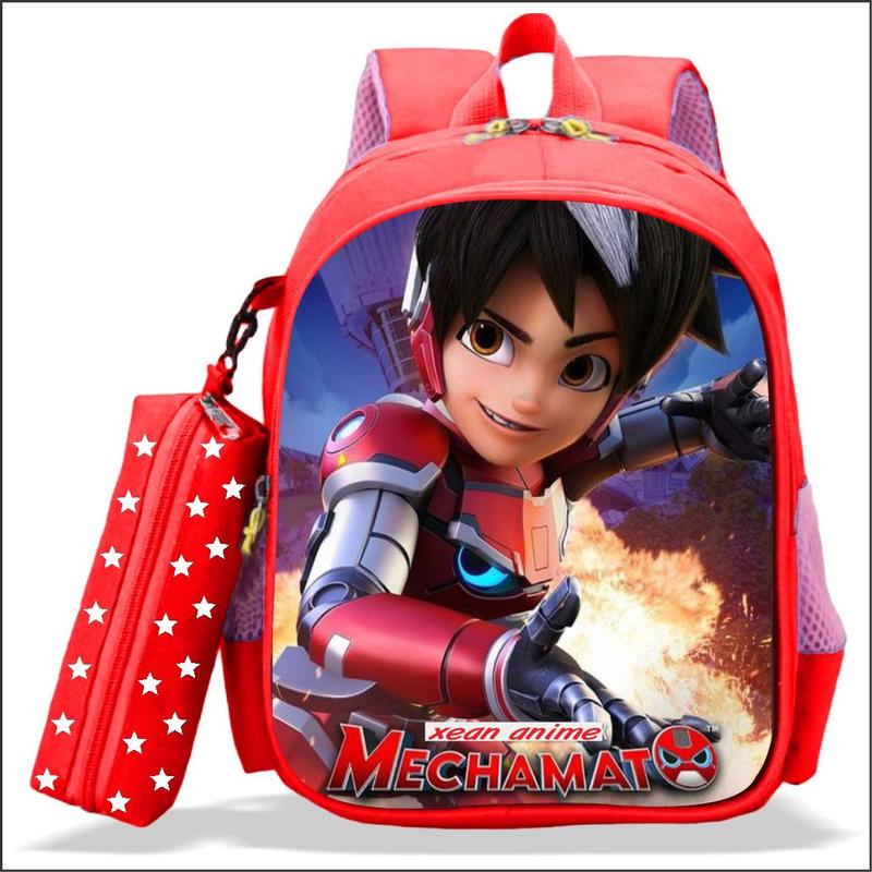 Tas Ransel Sekolah Anak Laki-Laki TK dan SD Karakter MECHAMATO Kualitas PREMIUM Bisa COD dan BONUS Tempat Pensil 0
