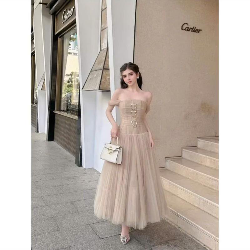 D485 ĐẦM THIẾT KẾ BIGSIZE PHỐI LƯỚI DÁNG DÀI CÔNG CHÚA (TÁO ĐỎ BIGSIZE 55-90KG) 2
