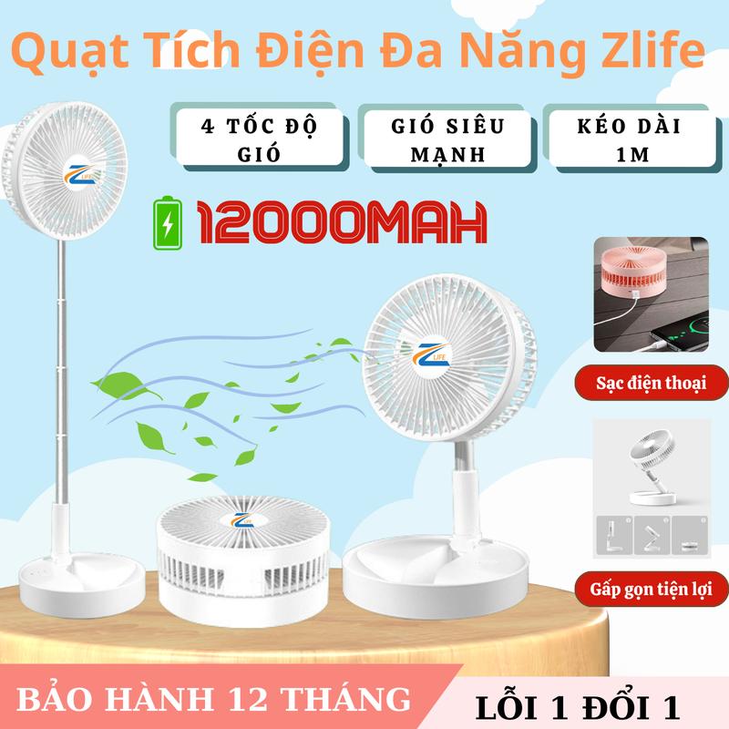 Quạt Tích Điện Mini , Quạt Tích Điện Zlife Kéo Dài 1m , Quạt Tích Điện có Cốp Sạc Dự Phòng, Quạt Tích Điện Pin Trâu Fan QuạT Phụ Kiện, Quạt tích điện dùng được lâu , Quạt tích điện kiêm sạc cho mùa bão quạt  goojodoq