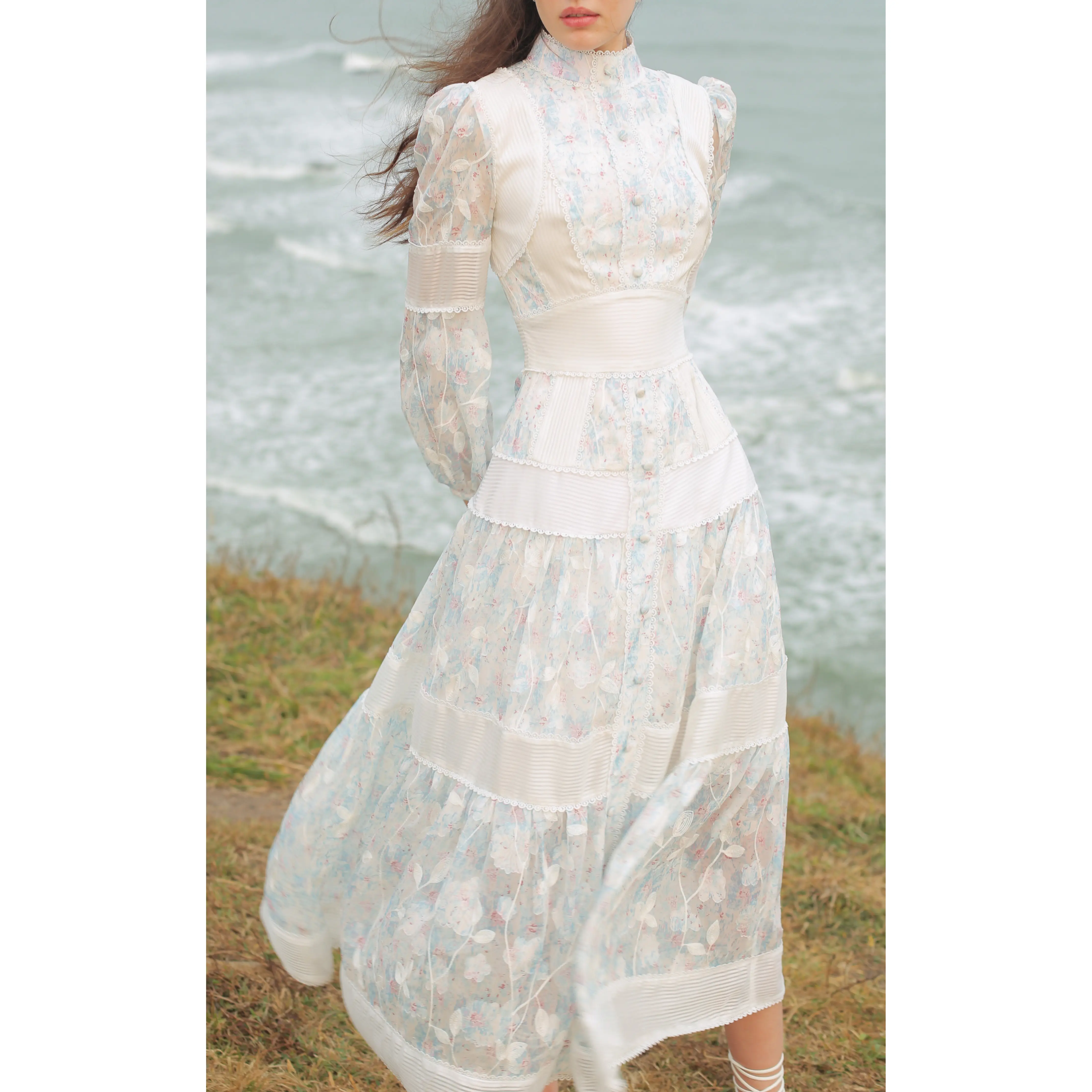 SÒ VINTAGE - GIMME Đầm xô thêu tay dài cổ điển, tôn dáng